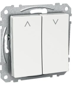 Schneider Electric Exxact gardinknapp, vit, tvådelad och utrustad med skruvanslutning, framsida.