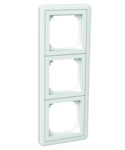 Vit Schneider Electric 3-delad ram med adapter och avrundade kanter.